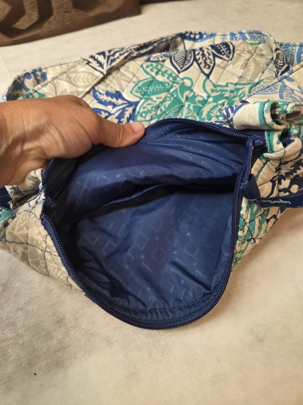 Vera Bradley Quilted Floral Crossbody-White, Teal, Blue